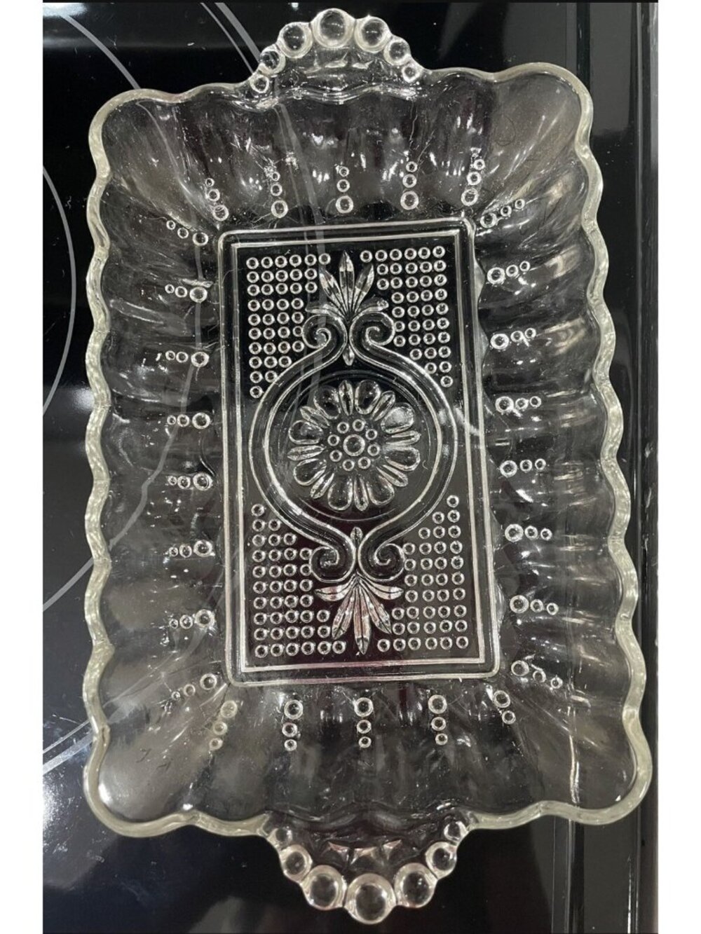 Relish Vanity Handle Hobnail Scalloped Anchor Hocking Glass Pattern E156 Clear